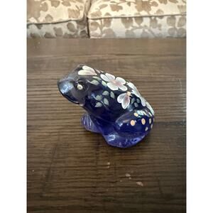 Vintage Fenton Purple Amethyst Glass Hand-Painted Frog